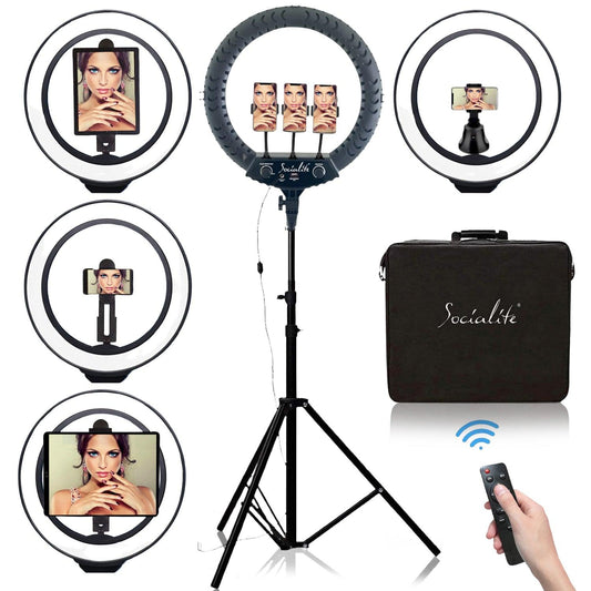 Ultra Elite 18 Ring Light Kit with Stand, iPad Mount, Face Tracker, remote and carry bag