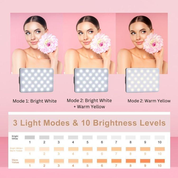 Light mode and brightness level of clip fill light with a model