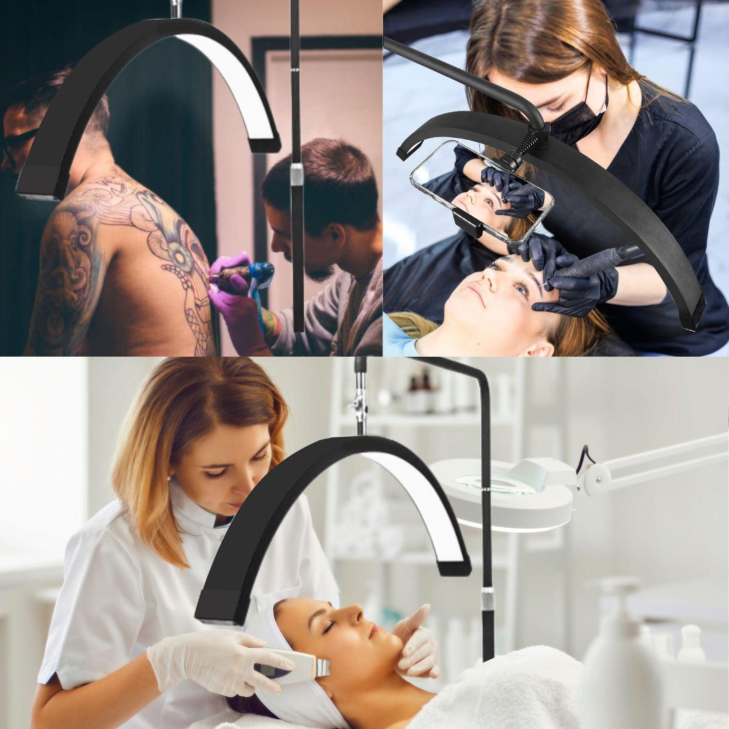 Half moon led light is also used by the tattoo artist, eyebrow shaping woman and beautician