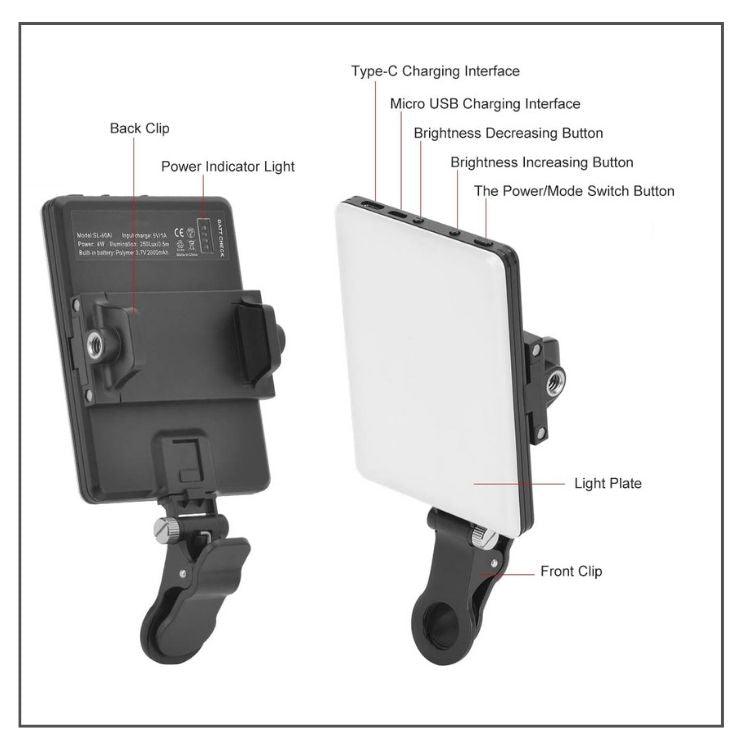 Rechargeable Clip Fill Video Light details