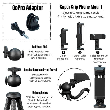 the multiple features and specifications flexible tripod