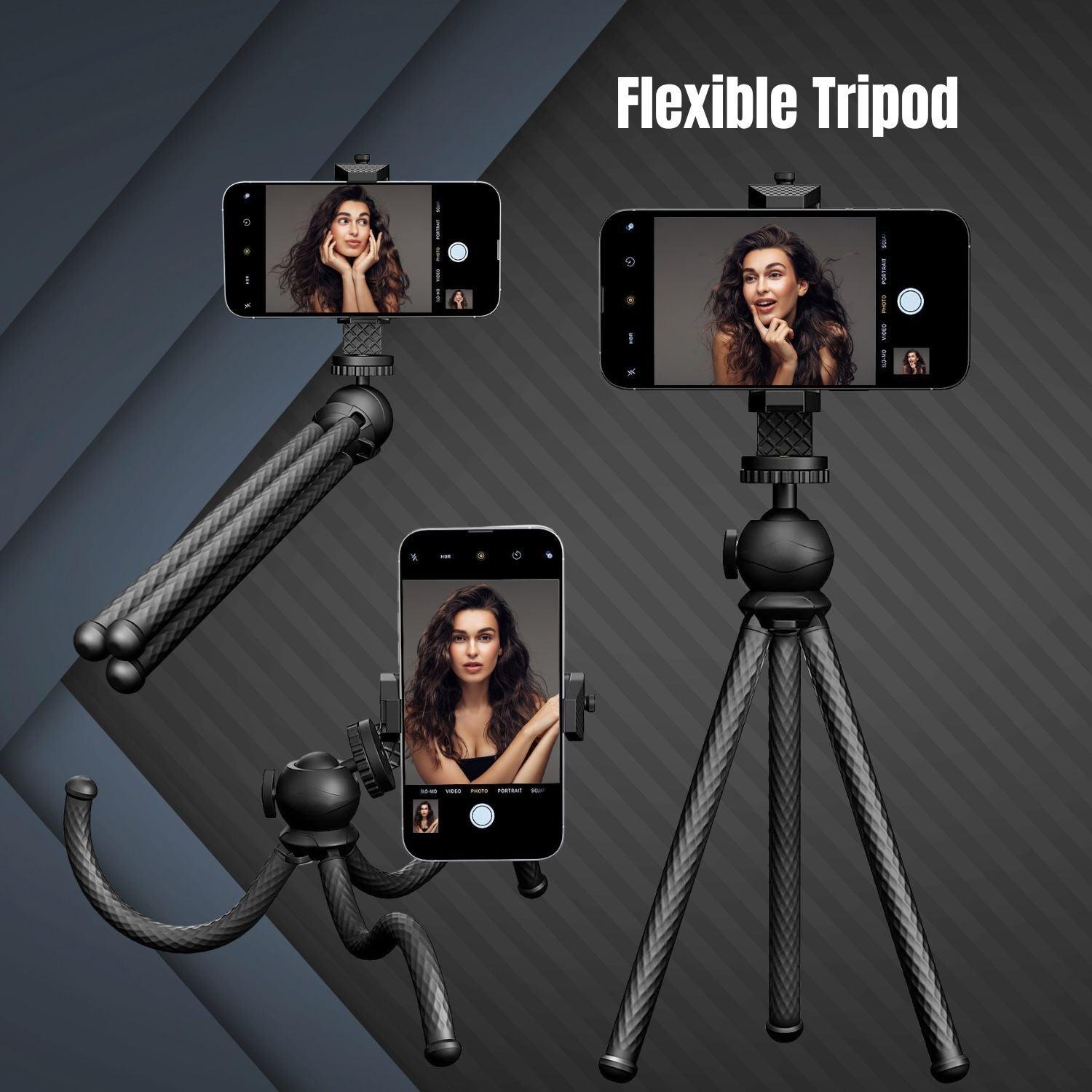 flexible tripod uses with black background