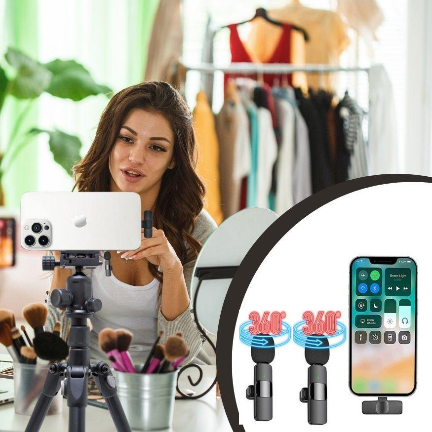 Professional Wireless Lavalier Lapel Microphone for iPhone, iPad