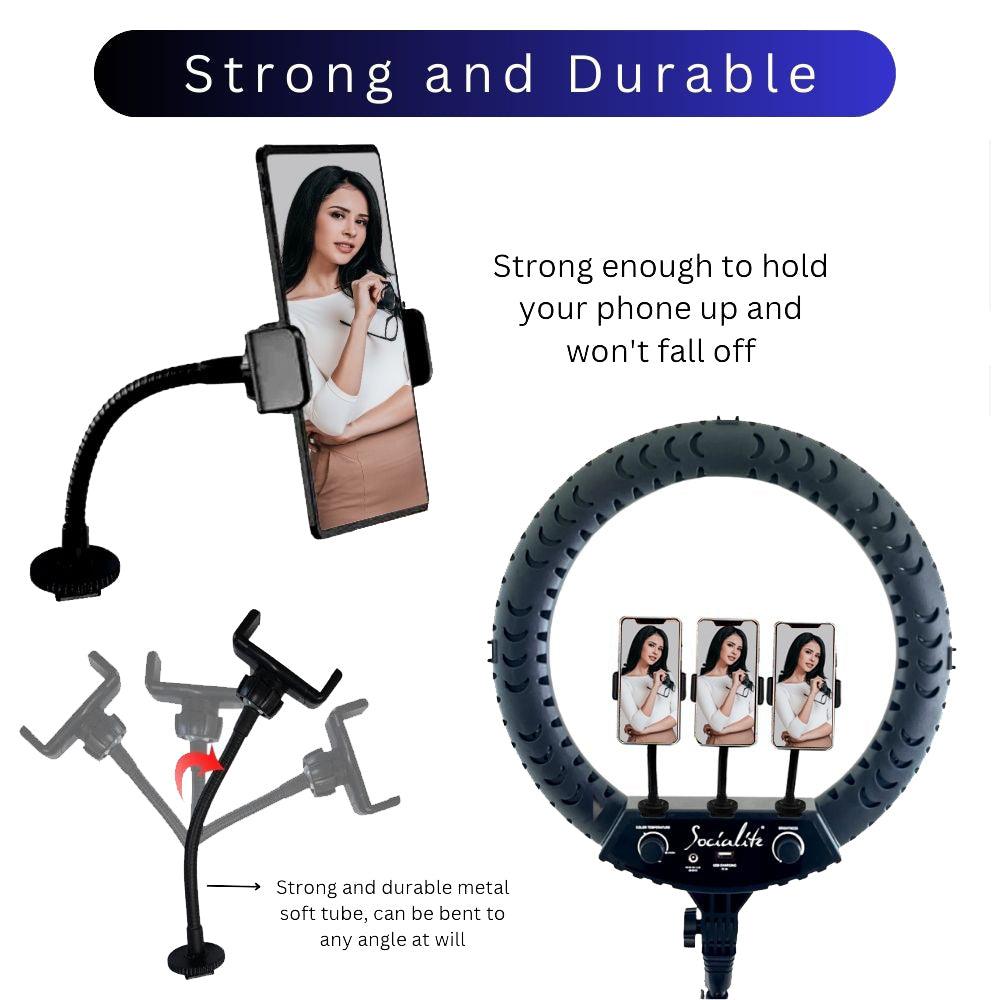 Ring light with 3 phone holder