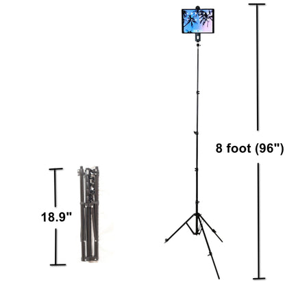 Socialite Elevate Heavy Duty iPad & Smartphone Tripod Stand with Carrying Case – Adjustable 18.9" to 8 Ft, 90° Ball Head Pivot, Universal Tablet & Phone Mount for Photography, Video, Live Streaming & Content Creation