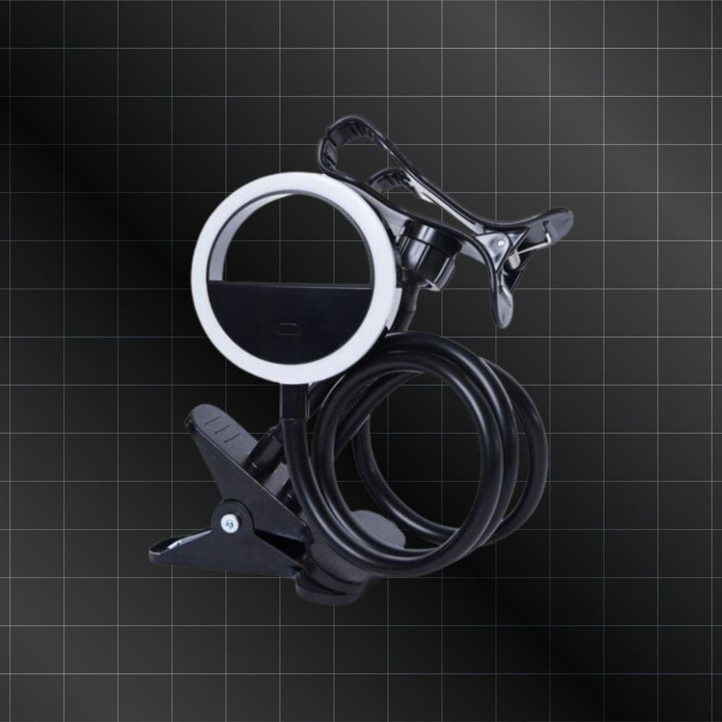 Flexible Arm Phone Holder Ring Light Clamp Mount for Desk, Bed, Offic