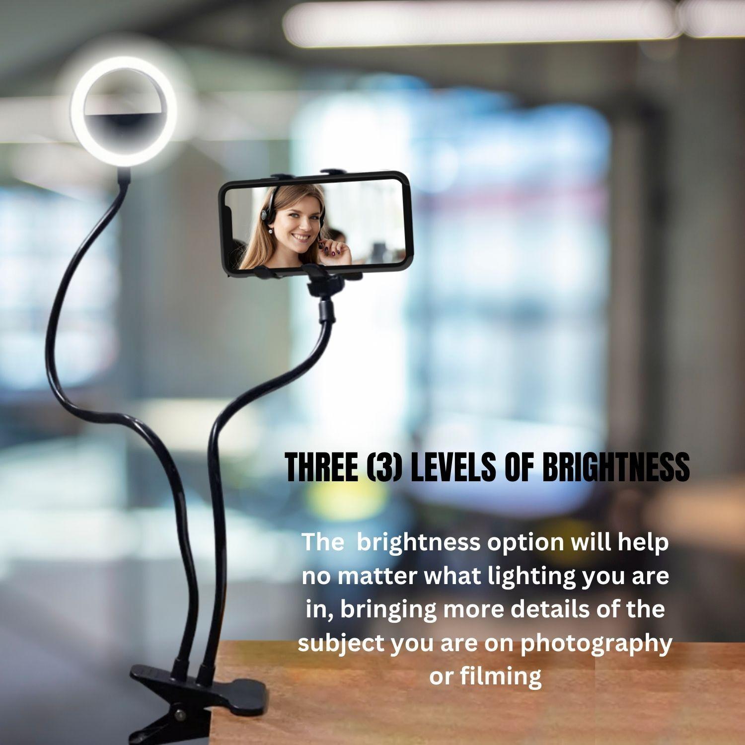 Ring light de bureau avec trépied, vidéo de maquillage, Selfie