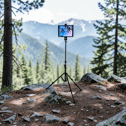 Socialite Elevate Heavy Duty iPad & Smartphone Tripod Stand with Carrying Case – Adjustable 18.9" to 8 Ft, 90° Ball Head Pivot, Universal Tablet & Phone Mount for Photography, Video, Live Streaming & Content Creation