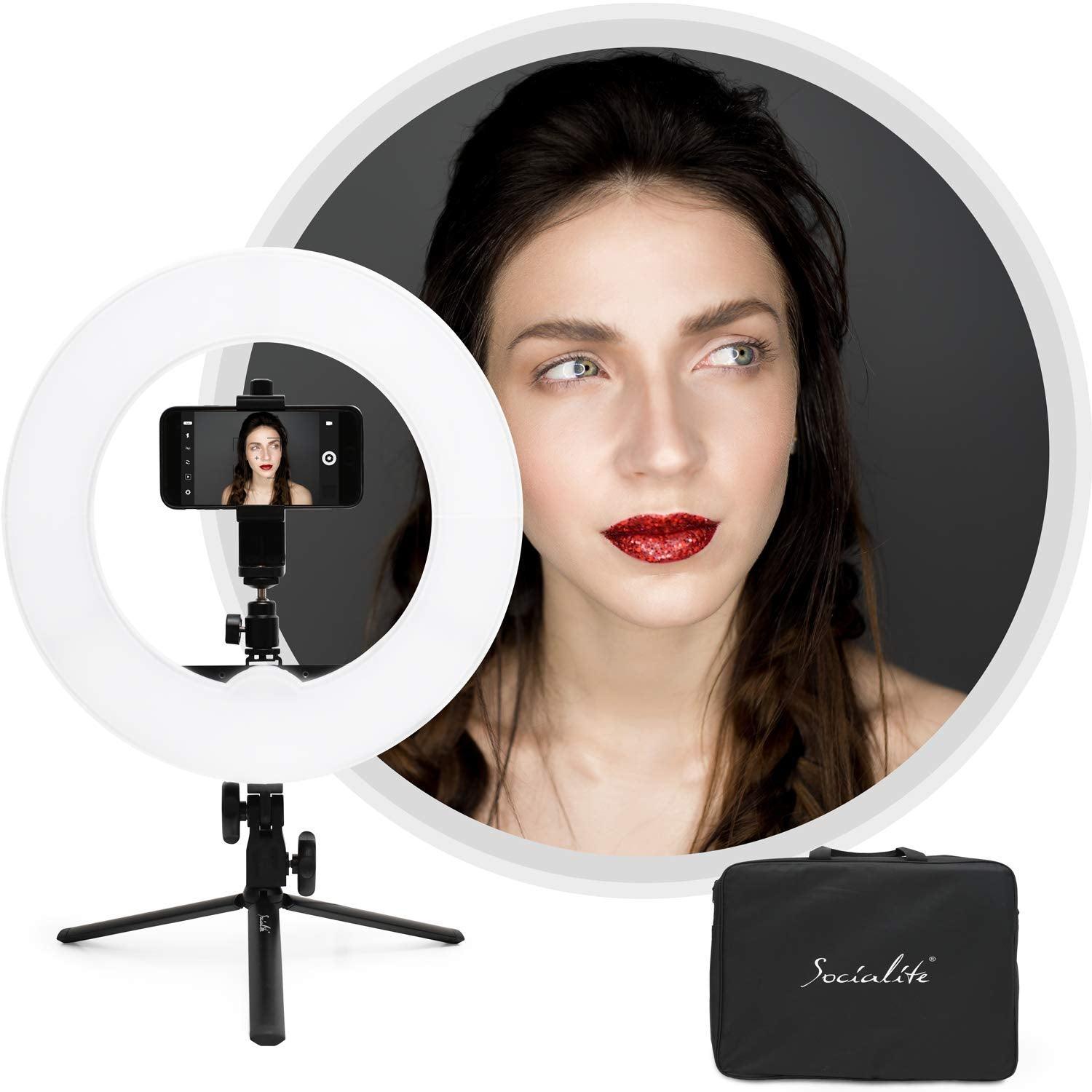 The Socialite 18-Inch iPad Tablet Ring Light with Stand and Mirror –  Socialite Lighting
