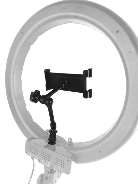 Socialite Large Universal iPad Pro and XL Tablet Holder With Rotating 360 degree Articulating Arm - For Our 18" ring light kits Media 1 of 3