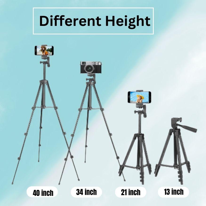 Different height of camera and phone tripod stand