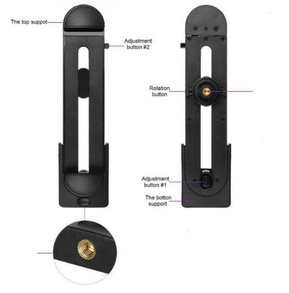 Details of tablet mount and phone holder