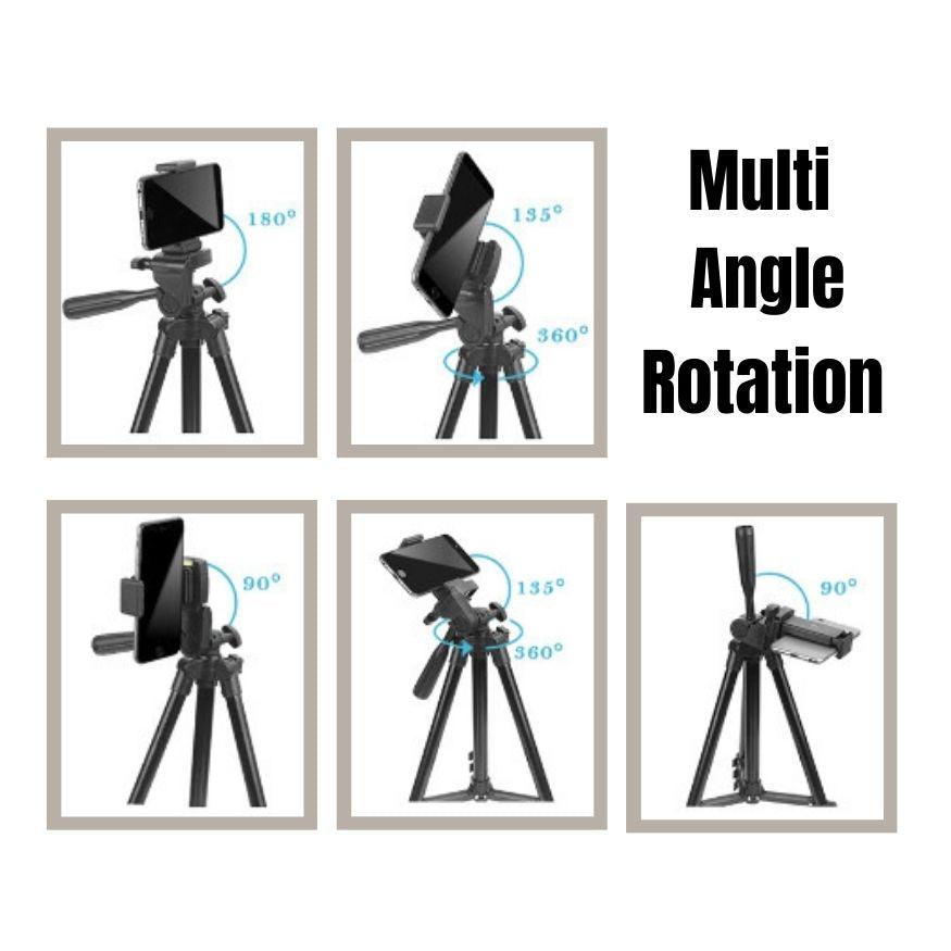 Multi angle rotation of camera tripod stand