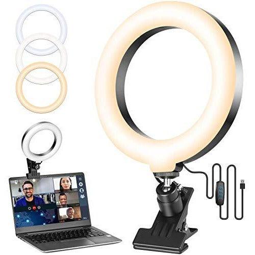 6" Clip On Ring Light clip to laptop
