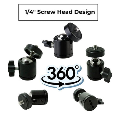 1/4" screw head design of ball head pivot