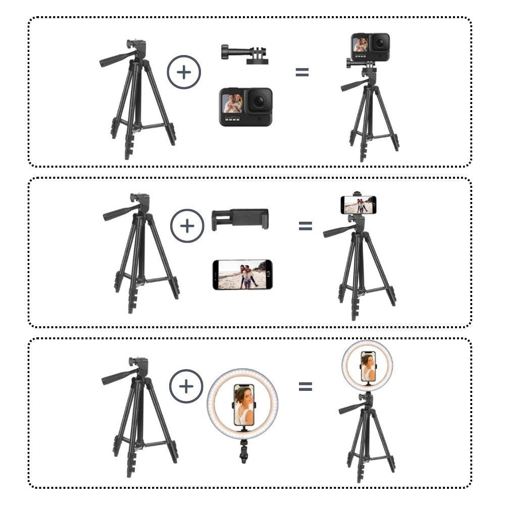 Lightweight Camera Tripod for Phone - Stand w/ iPhone Holder and Bag