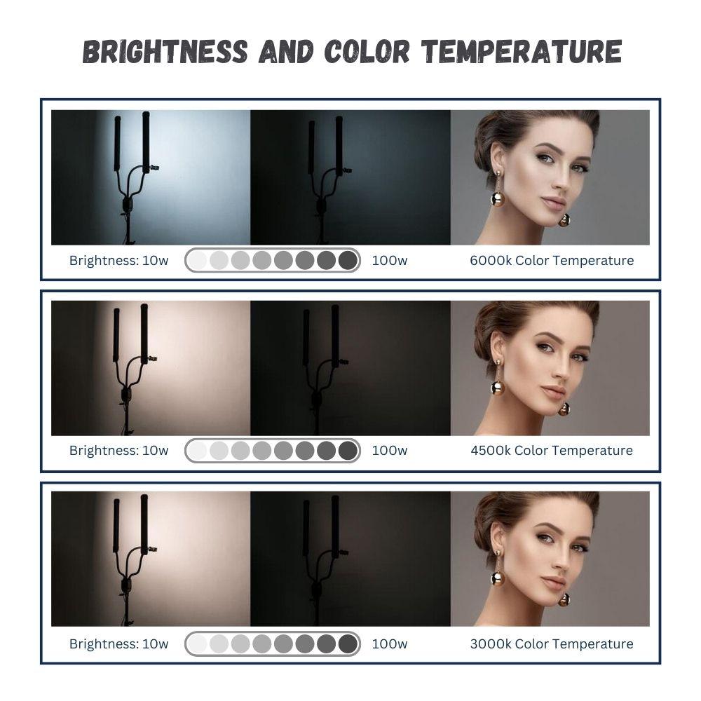 A woman testing the brightness and color temperature of dual arm light