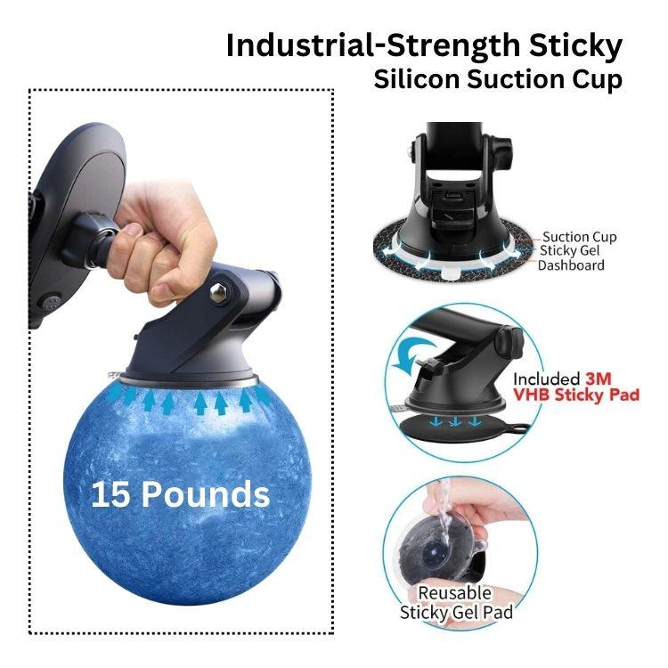 APPS2Car Magnetic Phone Car Mount, Universal Dashboard Windshield  Industrial-Strength Suction Cup Car Phone Mount Holder with Adjustable  Telescopic