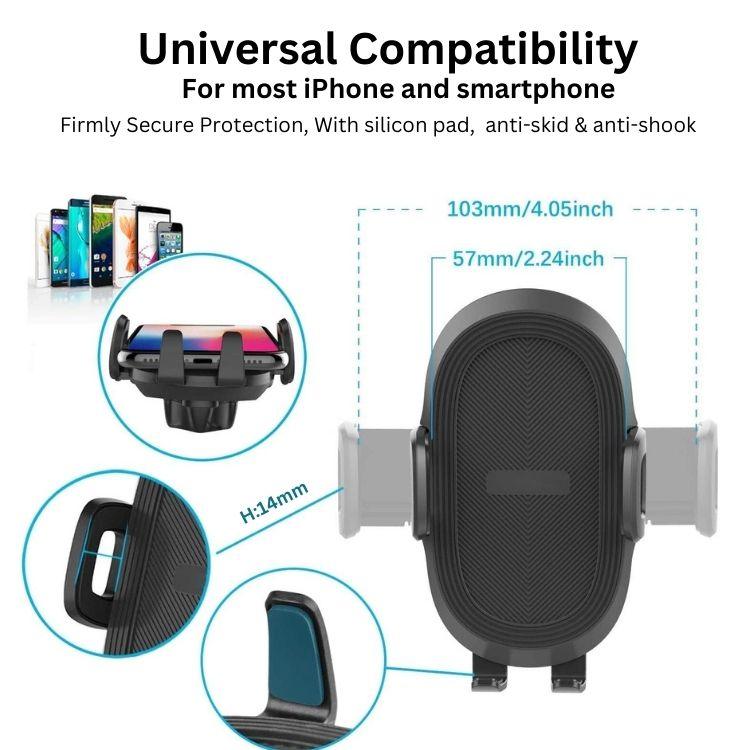Universal compatibility of the car phone holder 