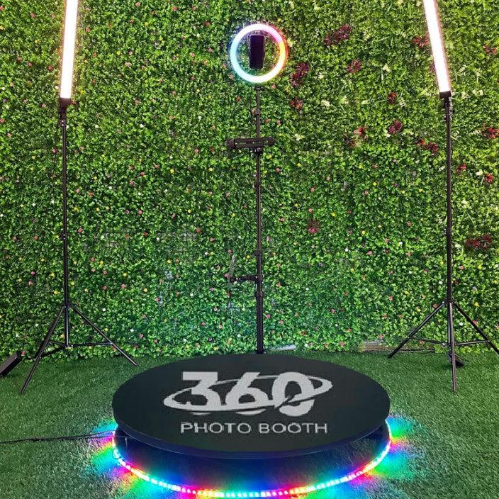360 photo booth with skinny lights setup