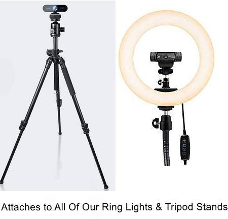 Webcam attached to tripod and ring light
