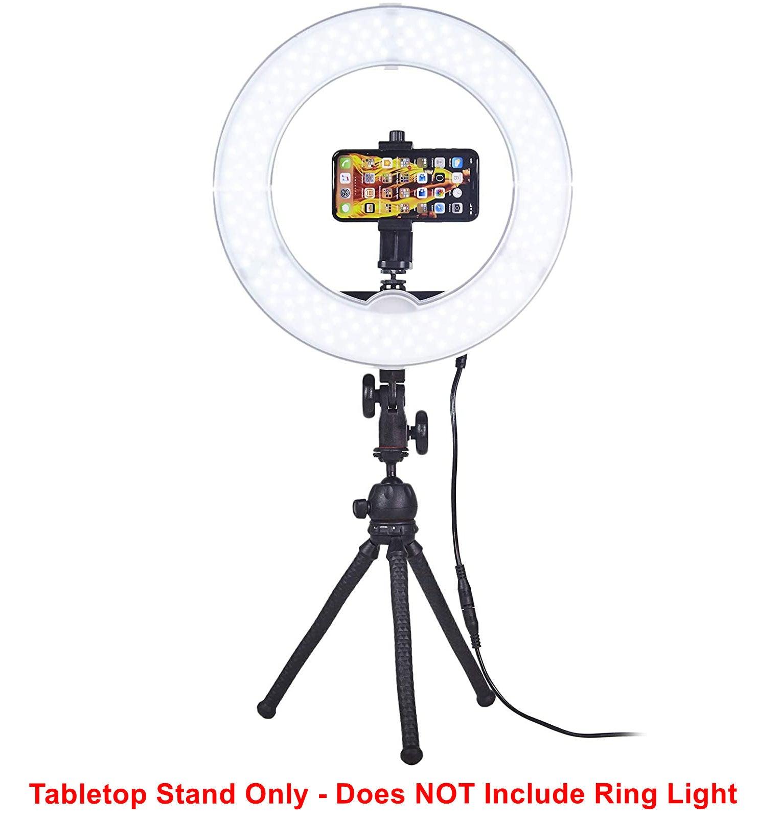 tabletop stand attached to ring light
