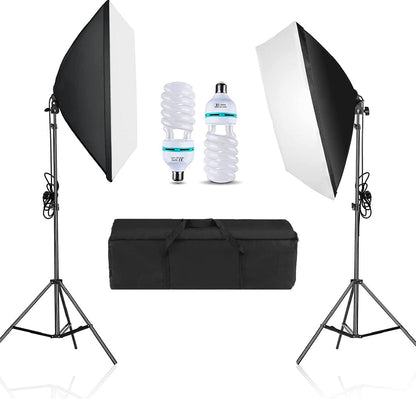 Soft Box lights with stands bulbs and case