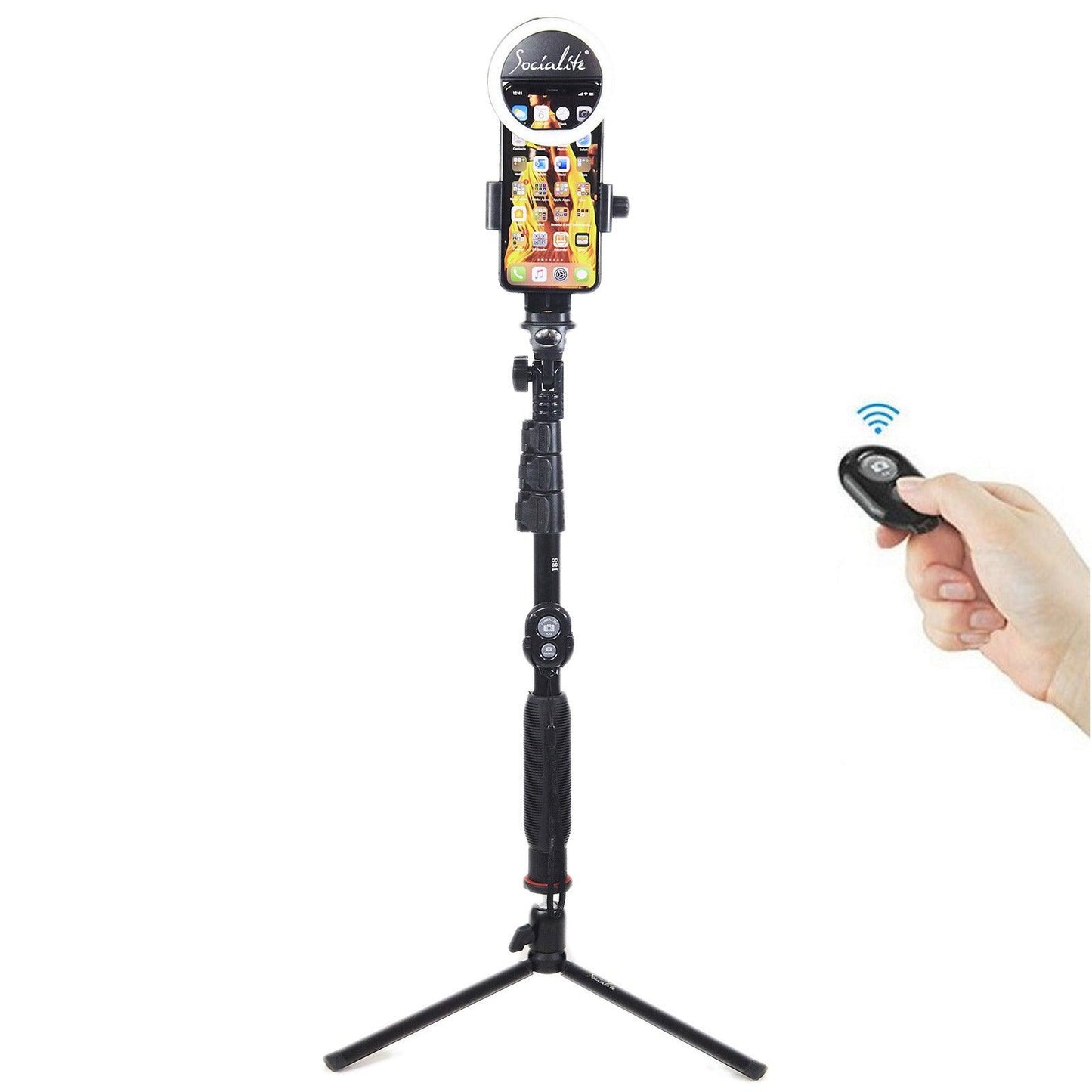 SOCIALITE Selfie Stick Ring Light Kit with remote