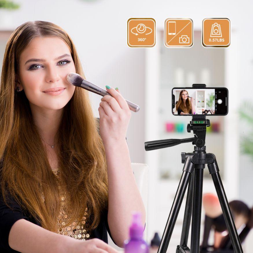 Woman recording makeup session